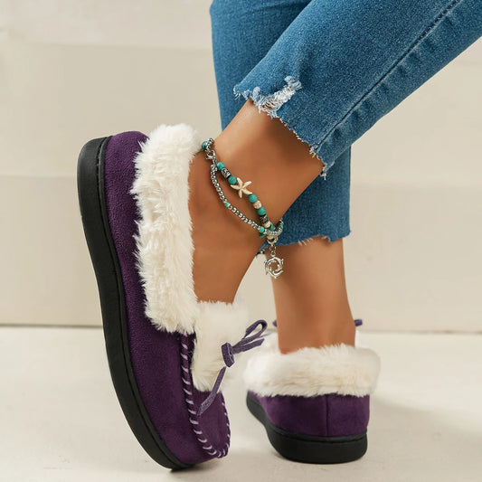 Cozy-Lined Moccasin Slippers for Women