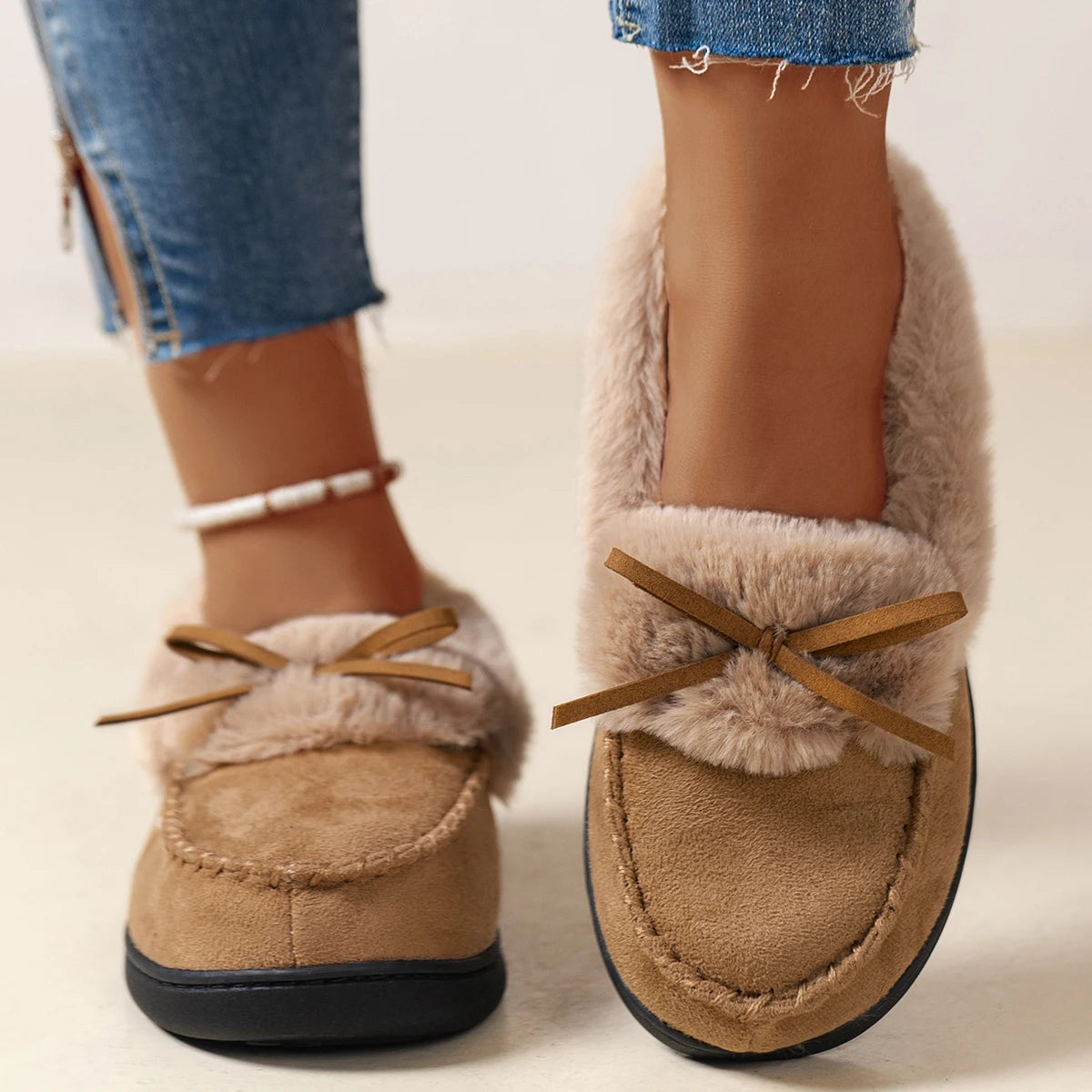 Cozy-Lined Moccasin Slippers for Women